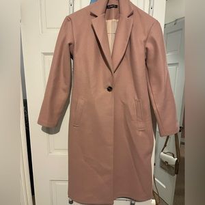 Pink Midi wool look coat